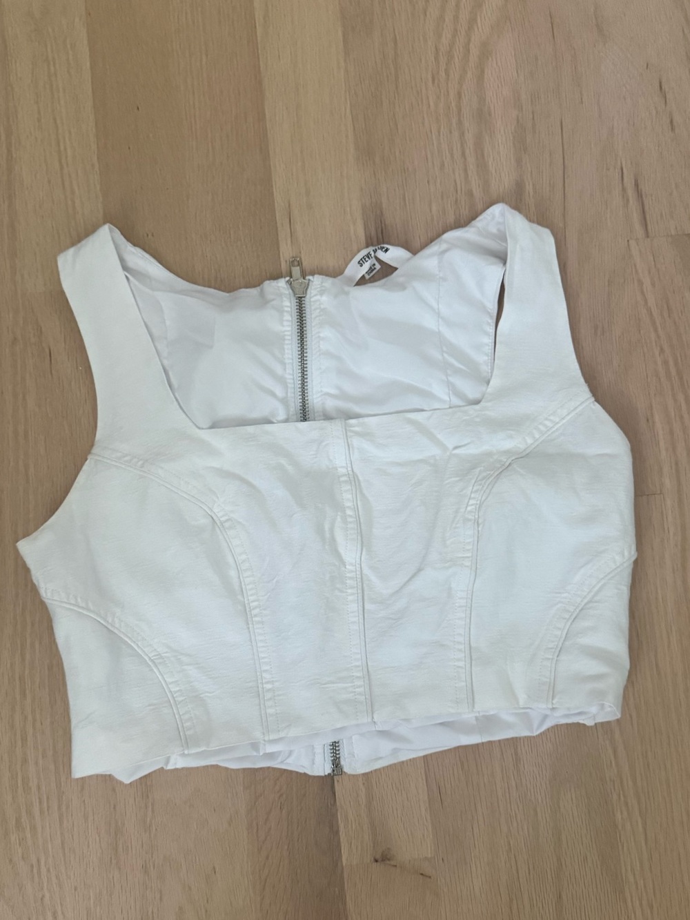 White Front-Zip Cropped Tank Top